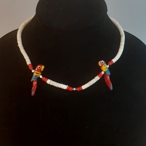 Pucca Shell Necklace Feat. Wooden Parrots